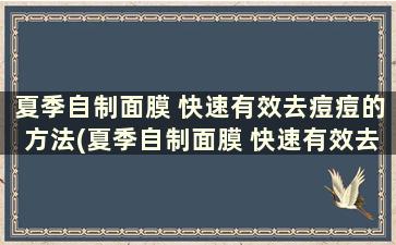 夏季自制面膜 快速有效去痘痘的方法(夏季自制面膜 快速有效去痘痘)